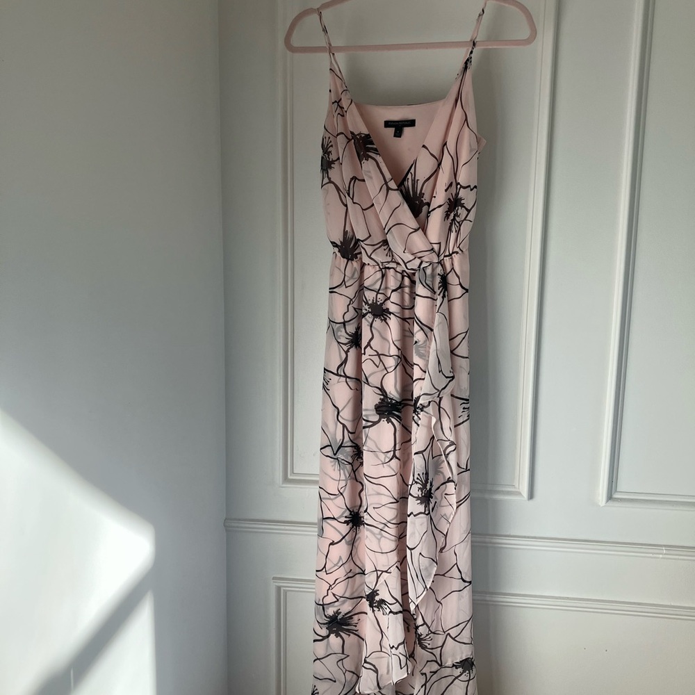 Banana Republic Pink and Black Floral Maxi Dress Easter Mother’s Day